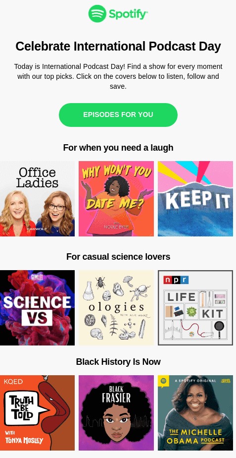 International Podcast Day email example.