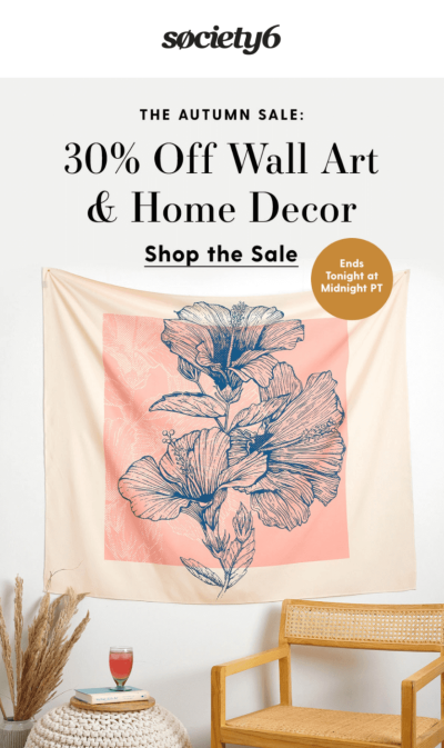 Autumn email campaign by society6.