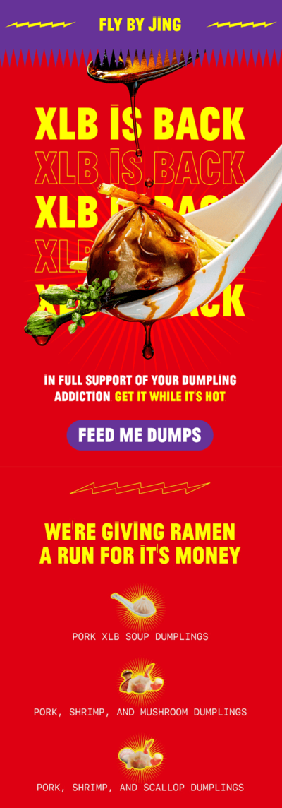 National Dumpling Day email example.