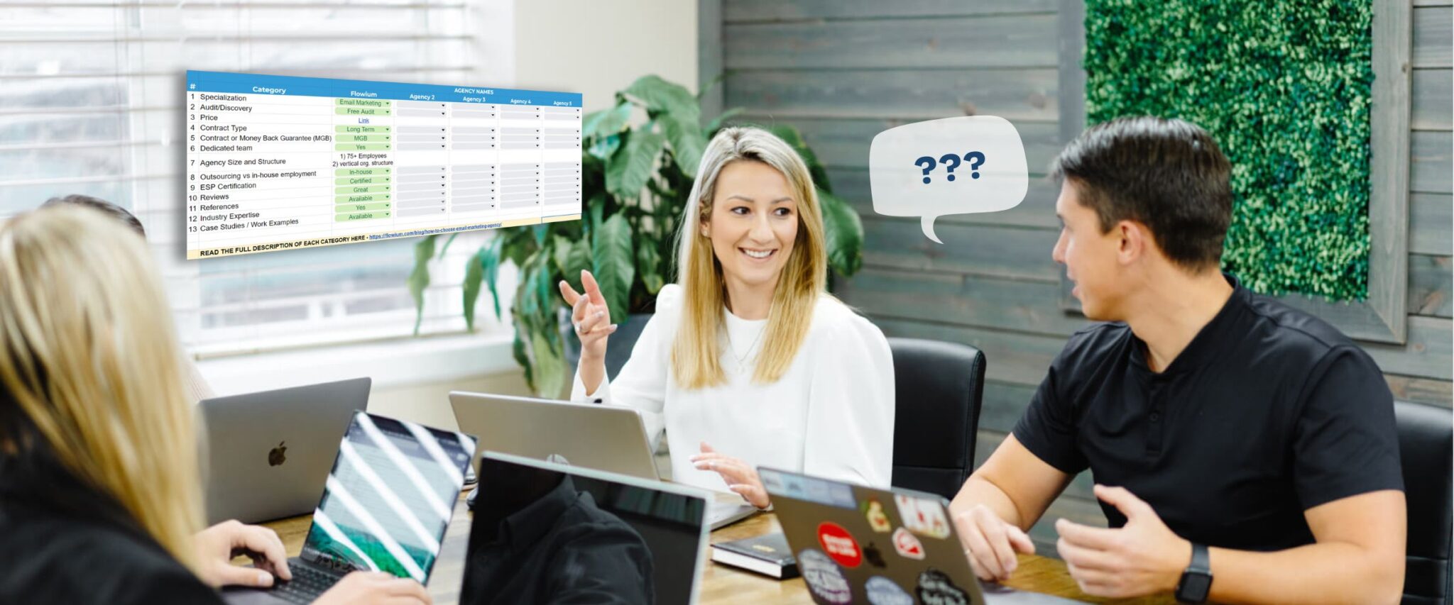 Email marketing agency chart discussion.