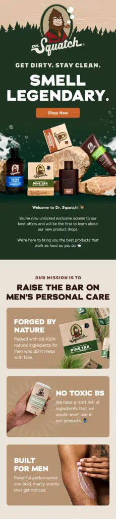 Cover for Squatch brand email design.