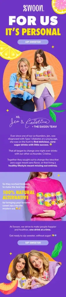 Email design for Swoon brand.