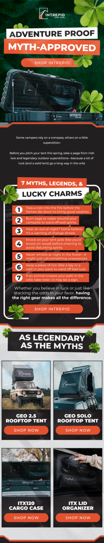 Intrepid email design for St. Patrick's Day.