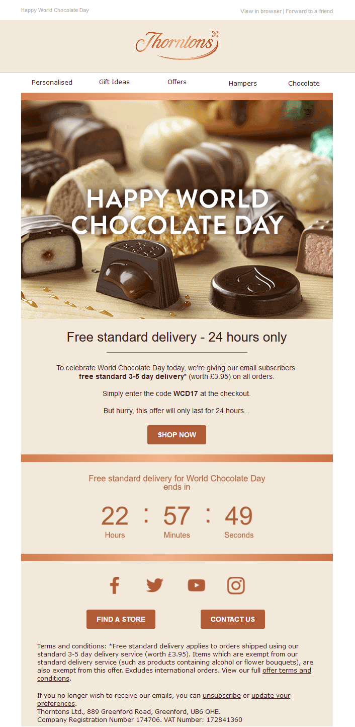 Chocolate day email Thorntons