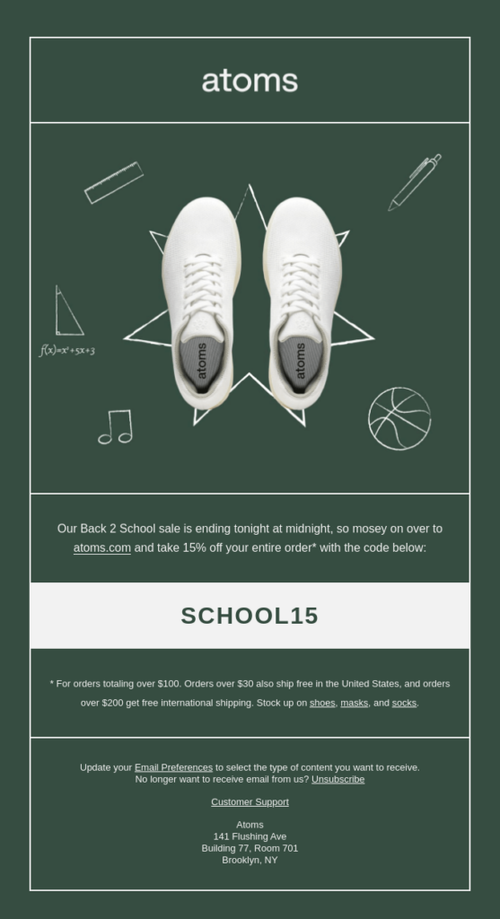 back-to-school email by atoms.