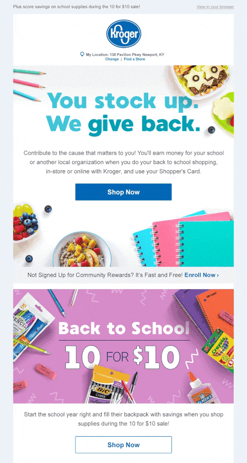 Back-to-School Month email design.