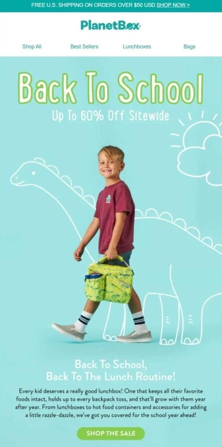 Back-to-School Month email design.