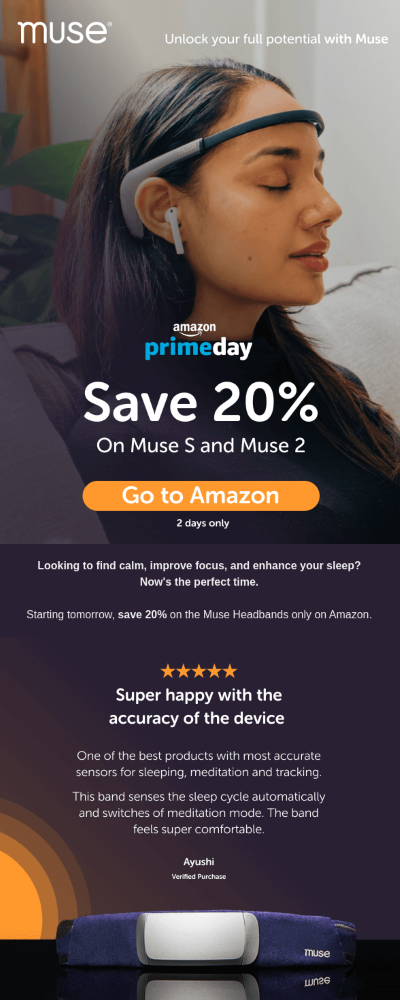 Amazon Prime email campaign by MUSE.