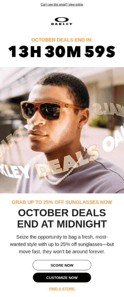 Prime day email by Oakley.