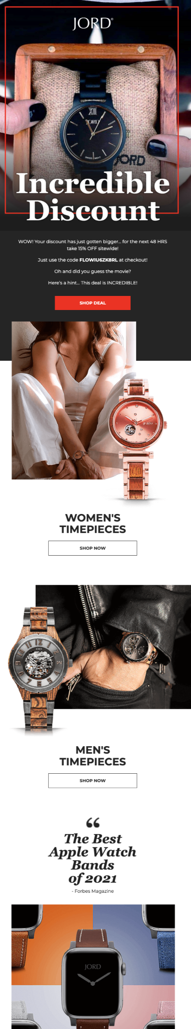 JORD email design for case study.