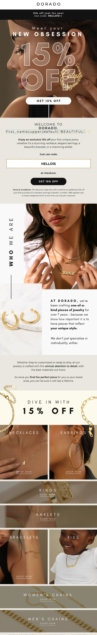 Dorado email design for case study.