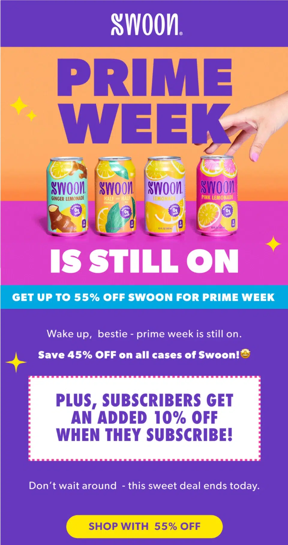 Email design for Prime Day by Swoon.