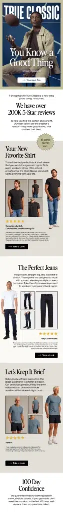 Cover for True Classic brand email design.