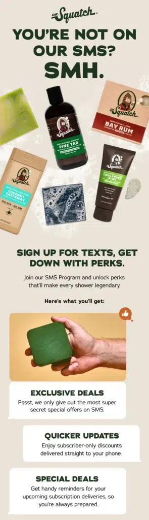 Email design for Dr. Squatch brand.
