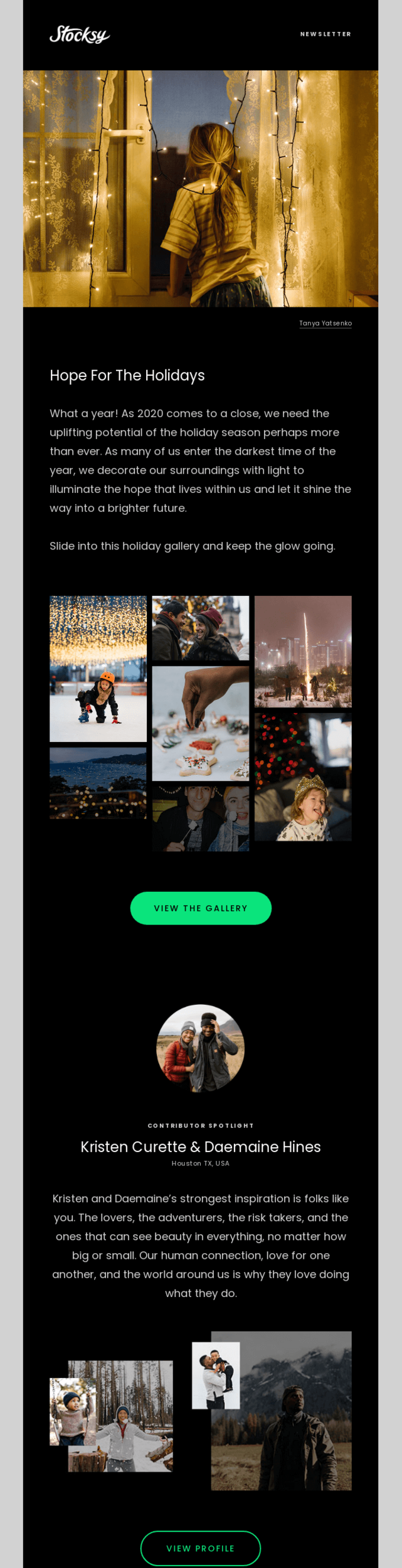 Email template showcasing holiday theme.