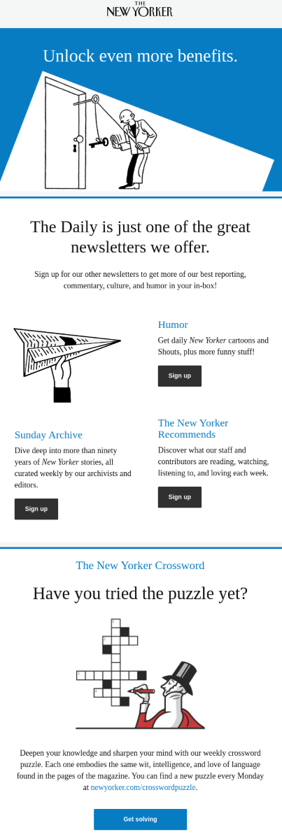 An example of a daily puzzle email newsletter template, featuring a clean and inviting design for readers.