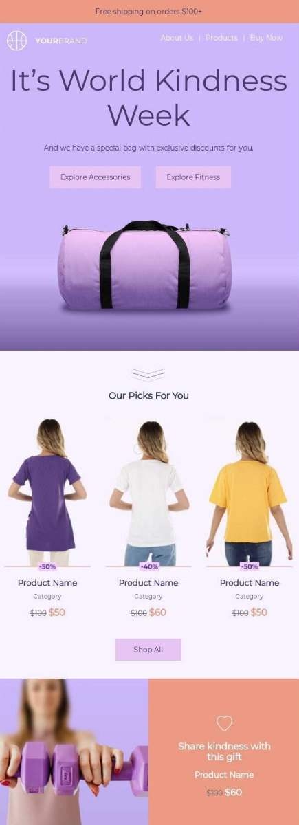 Email dedicated to World Kindness Week, featuring uplifting messages and resources for promoting kindness globally.