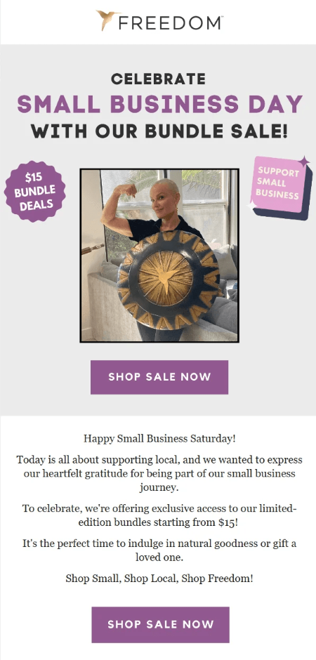 Small Business Saturday email design.