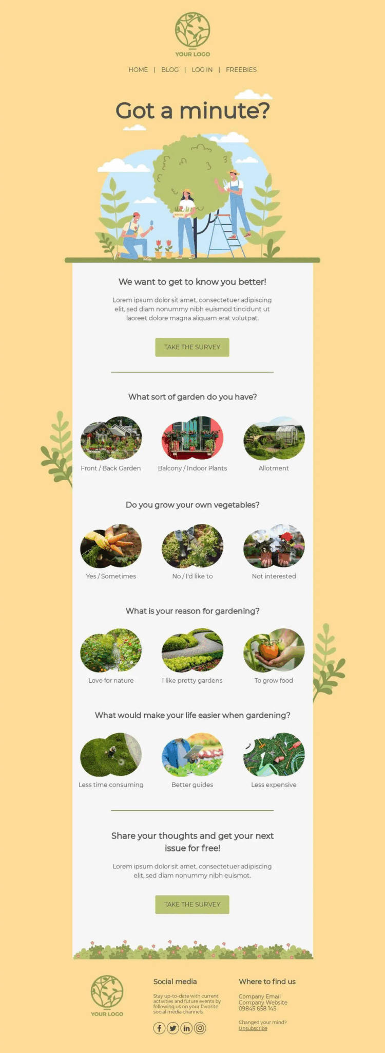 Email design featuring a green background complemented by a green image, creating a cohesive visual theme.
