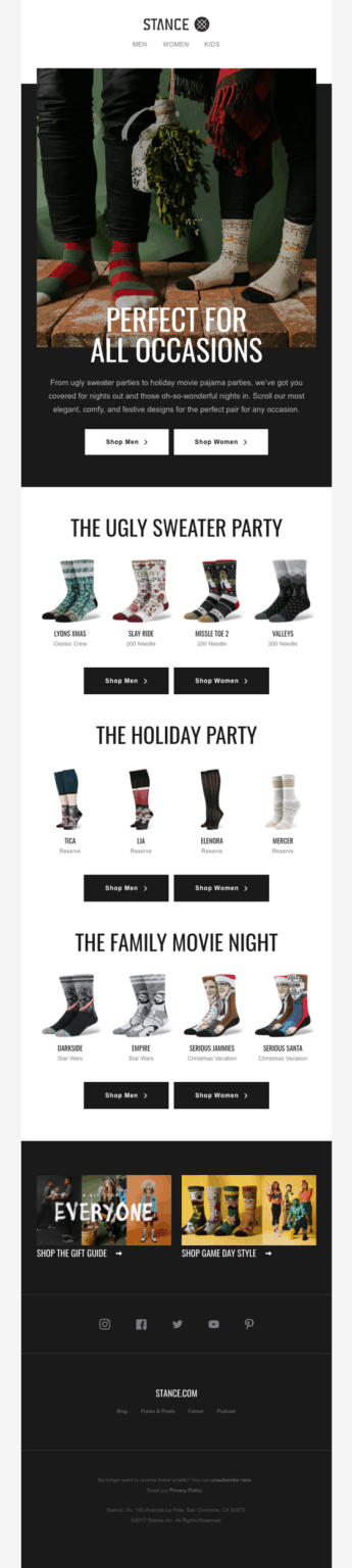 Email design showcasing a modern clothing store layout with vibrant colors and user-friendly navigation features.