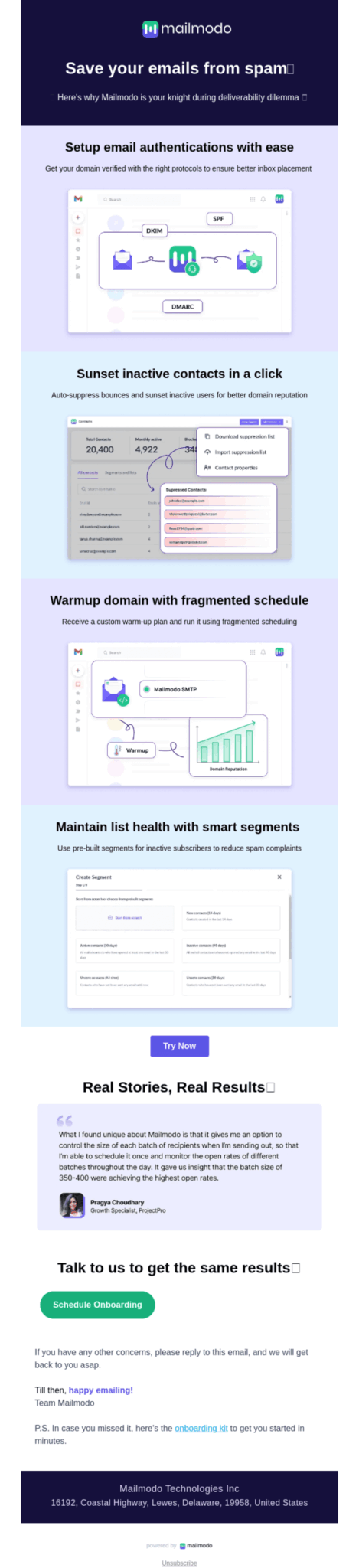 Email design highlighting the importance of Stop Spam Day.