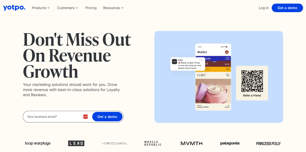 Yotpo website interface showcasing tools for enhancing marketing skills and strategies for users.