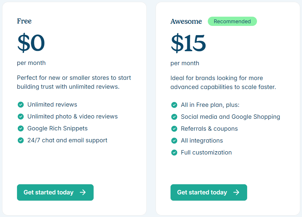 Judge.me offers: two types of pricing.