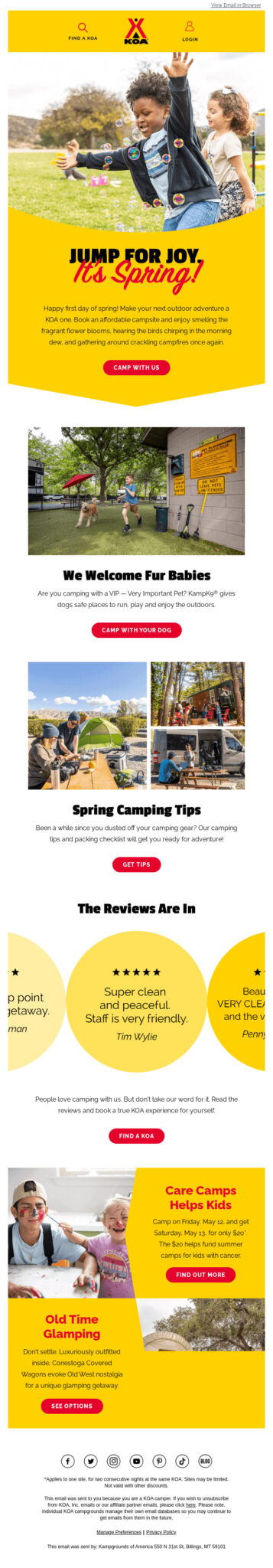 Email example for First day of Spring.