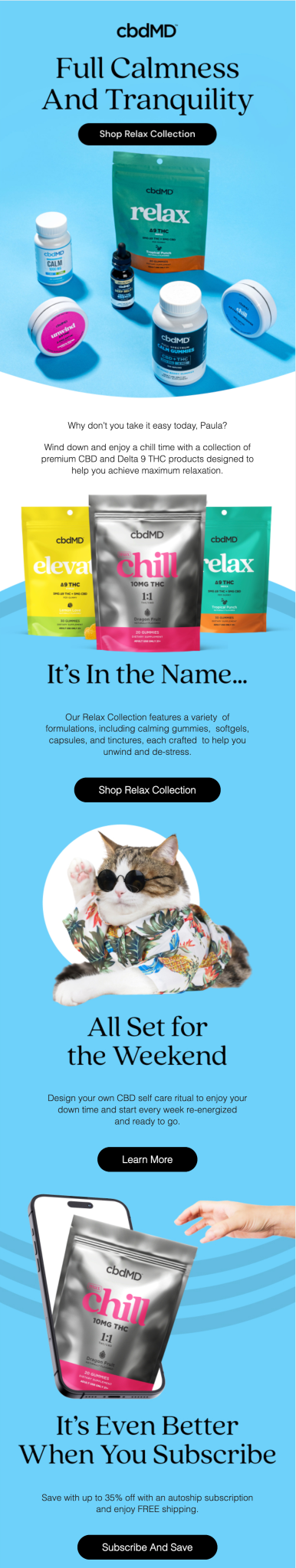 cbdMD email design for case study.