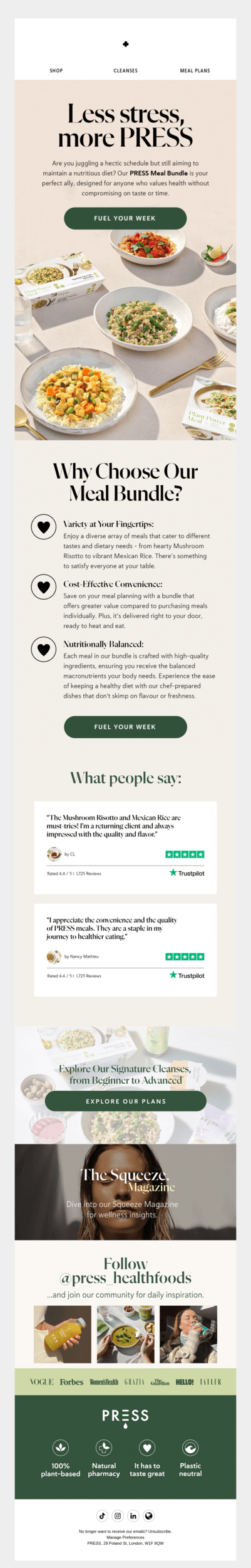An example of Chill-Out Collections and Product Bundles in email.