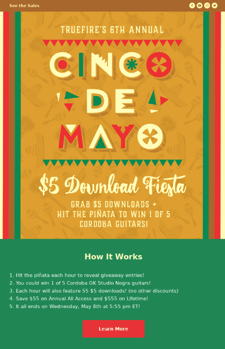 Cinco de Mayo Giveaway email example.