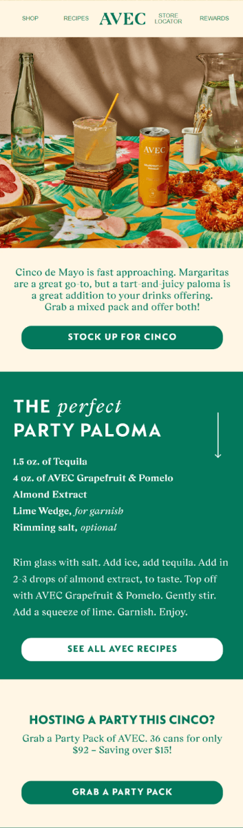 Cinco de Mayo Email example with Recipes.
