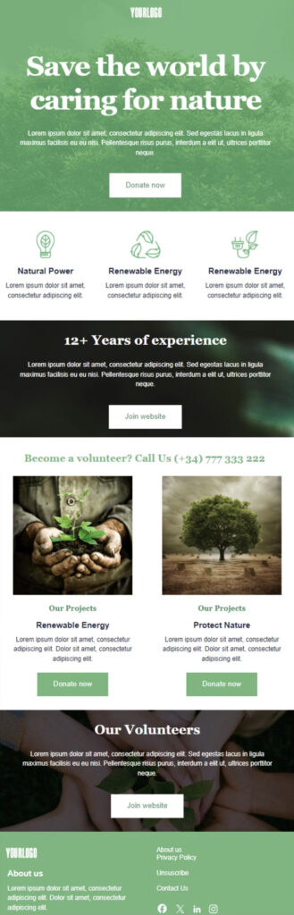 An example of Give Back with Advocacy and Community Focus in email.
