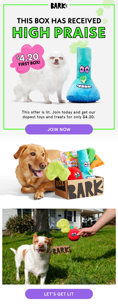 An example of Lighthearted Campaign in email.