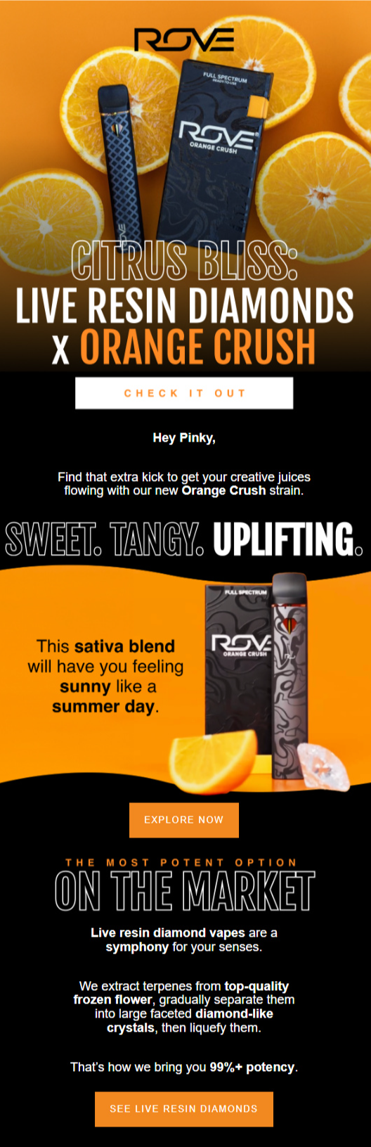 ROVE email design for case study.