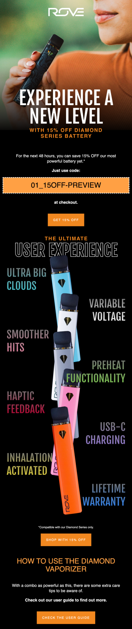 ROVE email design for case study.