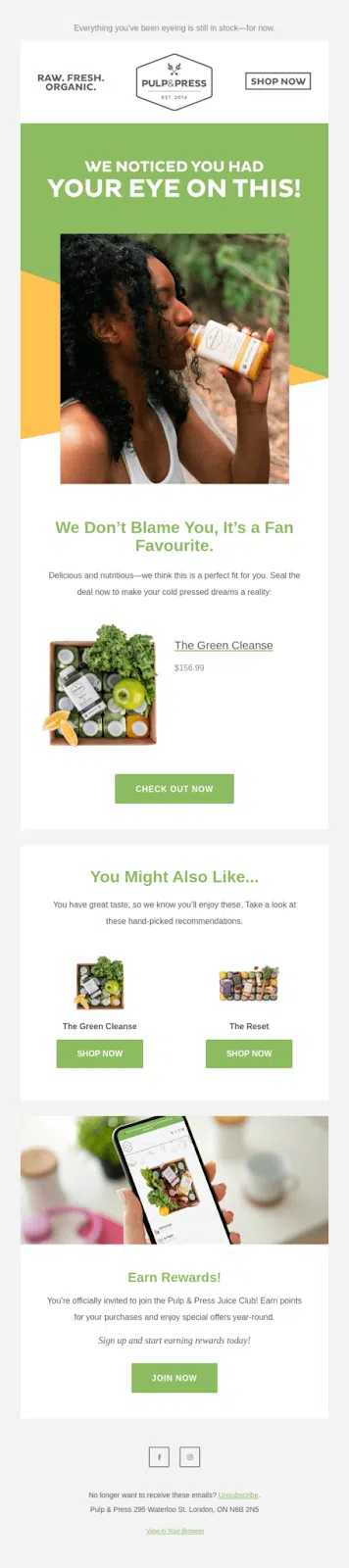 Cart Abandonment Email Personalization Example.