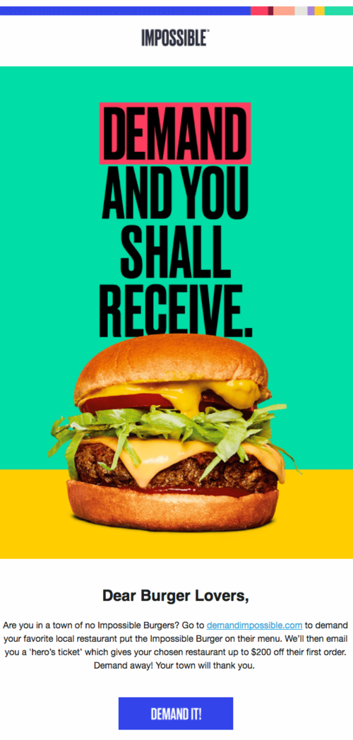 International Burger Day email example.