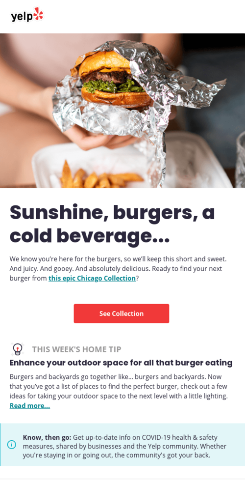 International Burger Day email example.