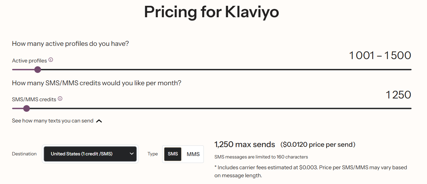 A useful Klaviyo's pricing calculation feature.