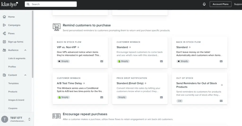 Klaviyo's automation workflows.