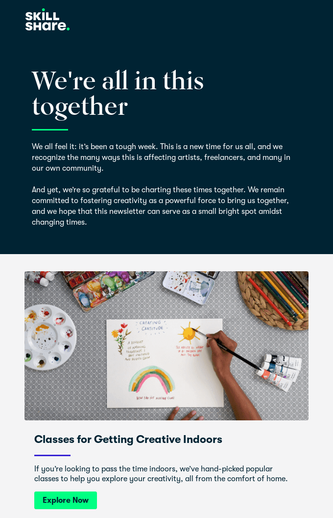 National Day of Creativity email example.