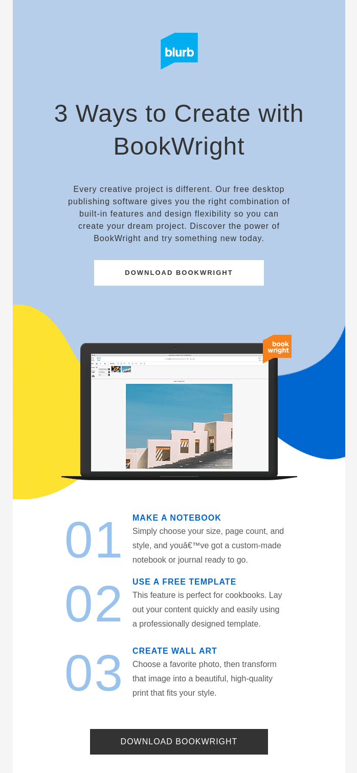 National Day of Creativity email example.