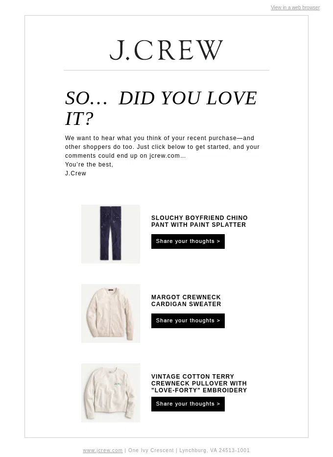 Review request email example.
