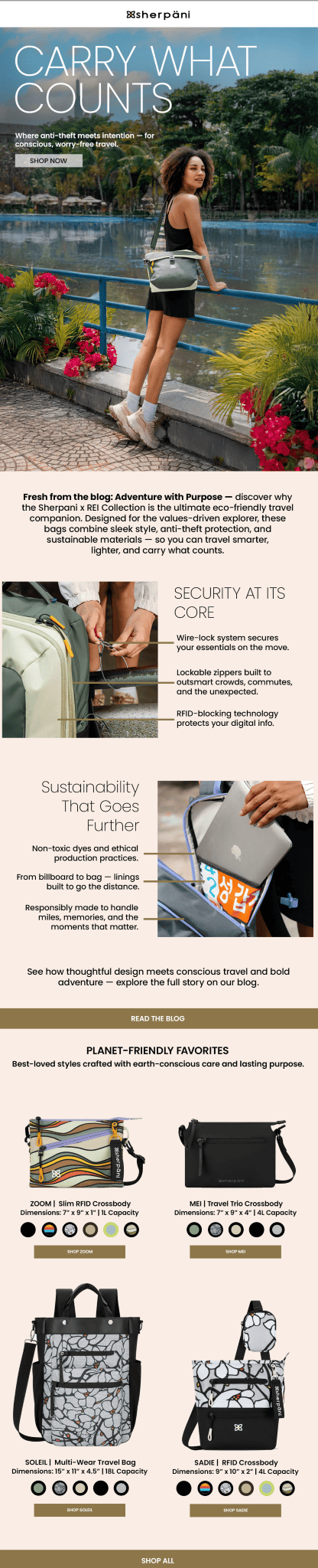 Sherpani email design for case study.