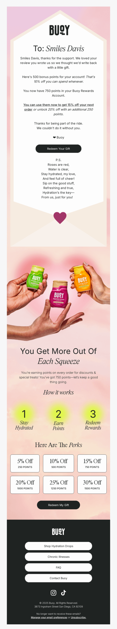 Thank-You Email Personalization Example by Buoy.