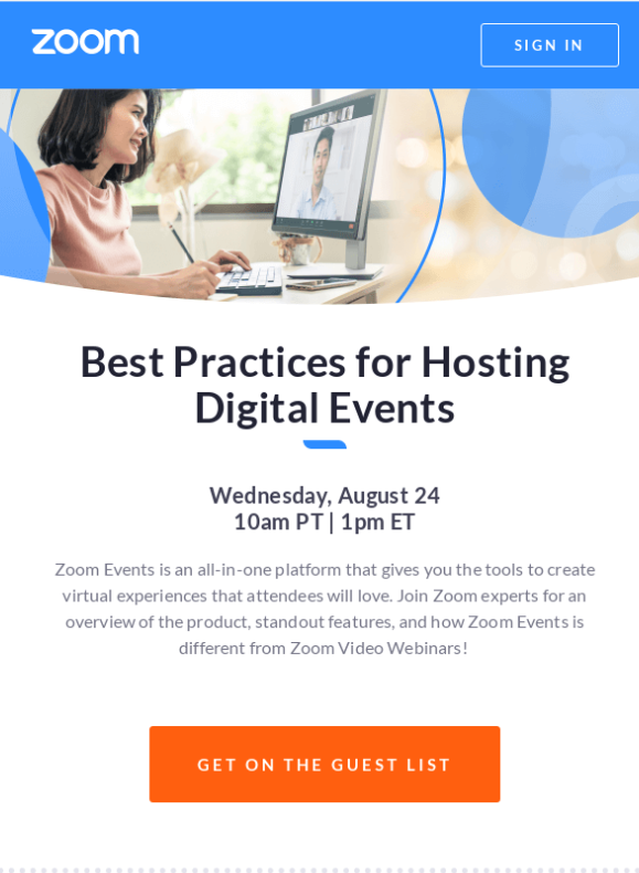 Event Announcement/Invitation Email from Zoom.