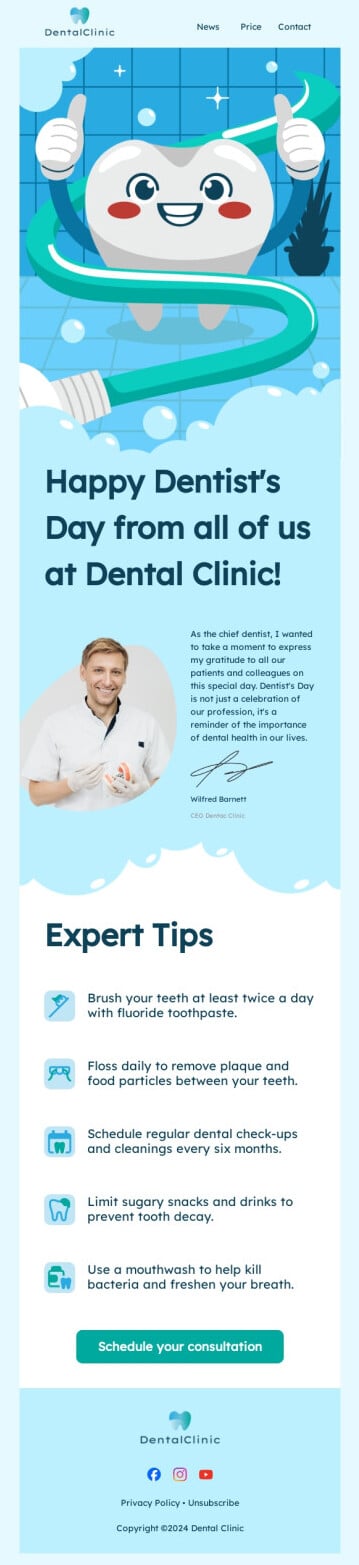 I Love My Dentist Day email example.