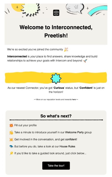 Welcome B2B Email by Intercom.