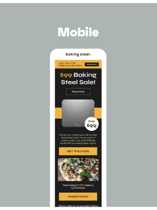 An example of a target email that cares about looks on different devices.